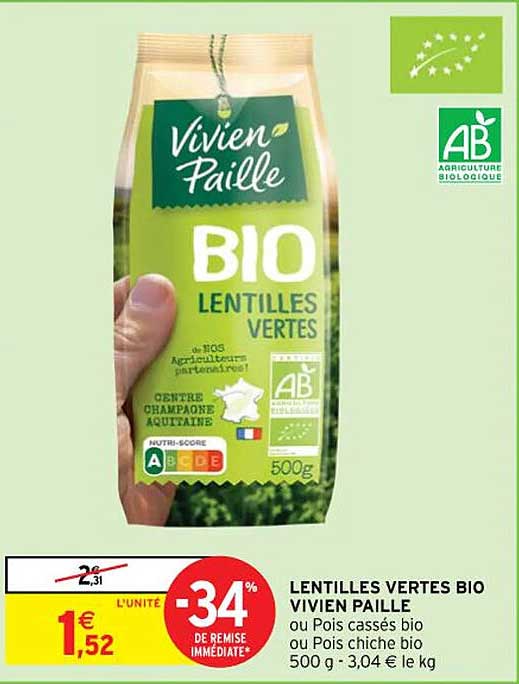 lentilles vertes bio vivien paille