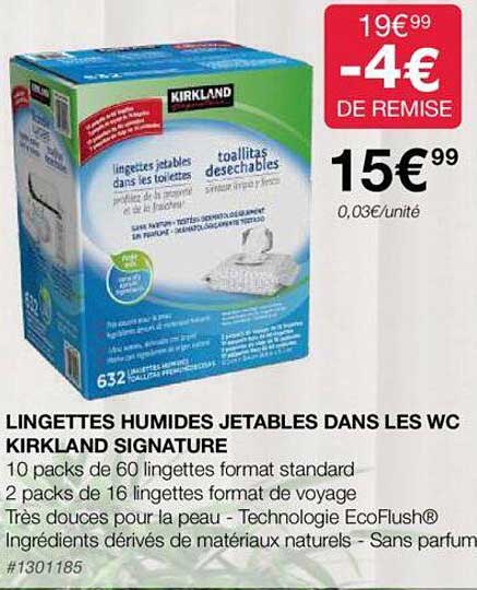 lingettes humides jetables dans les wc kirkland signature