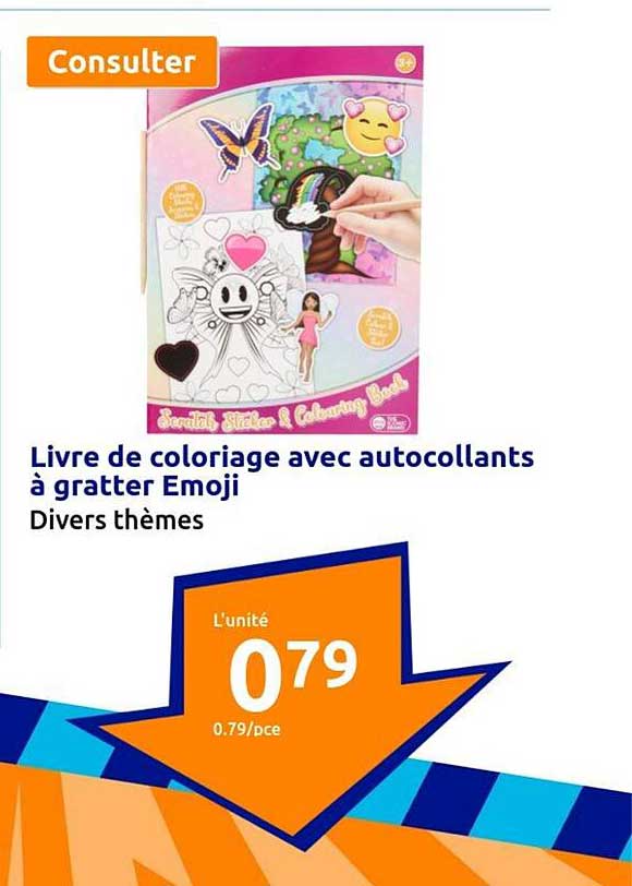 livre de coloriage avec autocollants à gratter emoji