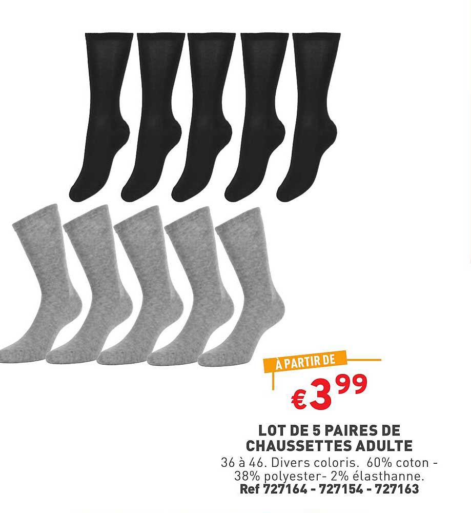 Lot De 5 Paires De Chaussettes Adulte