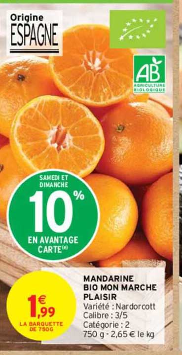 mandarine bio mon marché plaisir