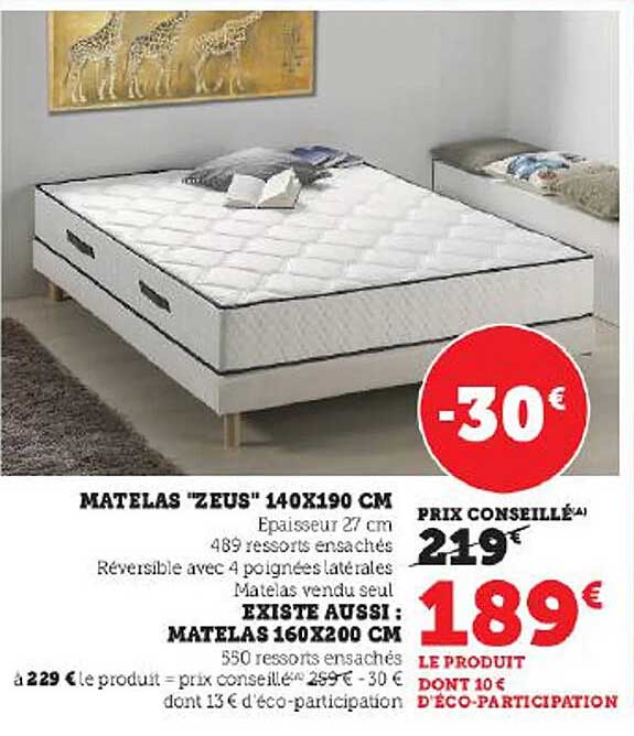 matelas "zeus" 140 x 190 cm existe aussi matelas 160 x 200 cm