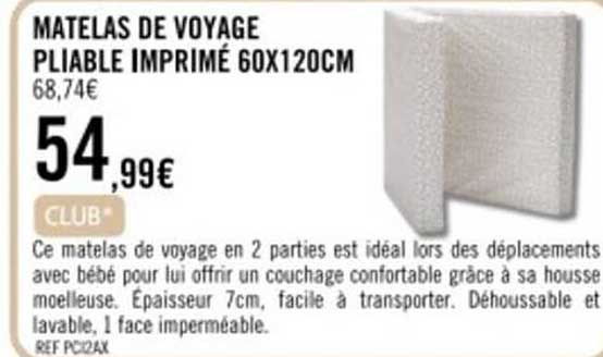 Matelas De Voyage Pliable Imprimé 60 X 120 Cm