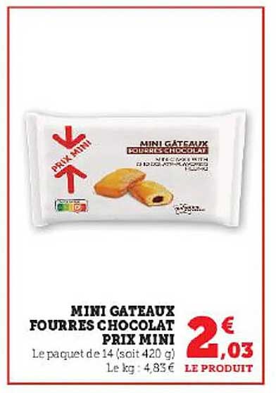 mini gâteaux fourrés chocolat prix mini