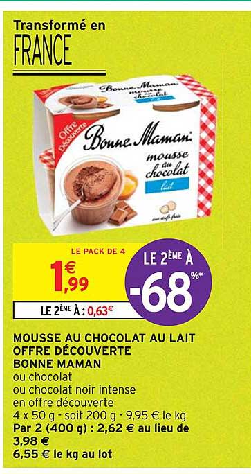 mousse au chocolat au lait offre découverte bonne maman
