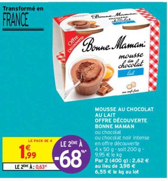 Mousse Au Chocolat Au Lait Offre Découverte Bonne Maman