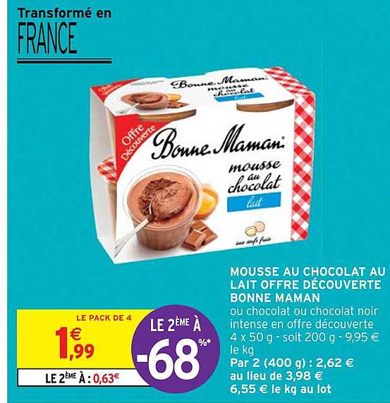 mousse au chocolat au lait offre découverte bonne maman