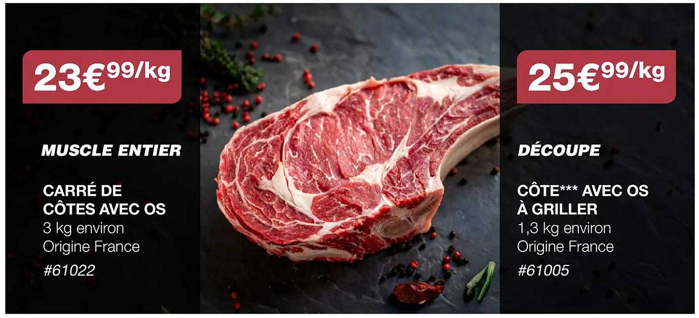 muscle entier carré de côtes avec os, découpe côte*** avec os à griller