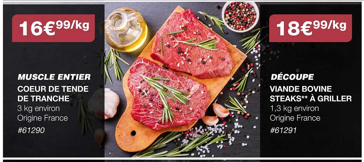 muscle entier coeur de tende de tranche, découpe viande bovine steaks** à griller