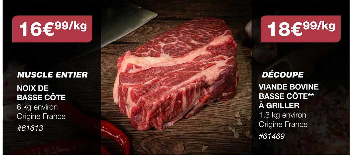 muscle entier noix de basse côte, découpe viande bovine basse côte** à griller