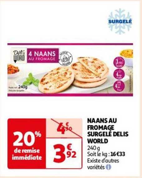 naans au fromage surgelé delis world