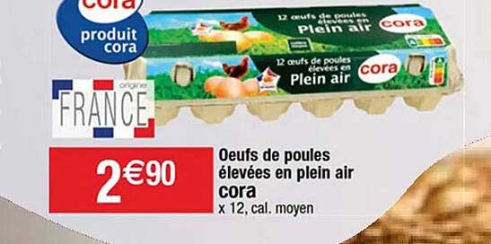 oeufs de poules élevées en plein air cora