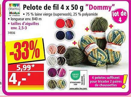 pelote de fil 4 x 50 g "dommy"