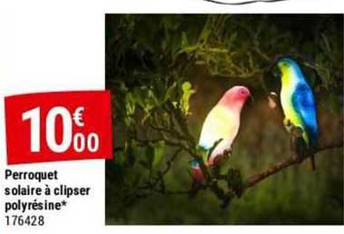 perroquet solaire à clipser polyrésine