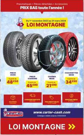 pneu hiver, pneus 4 saisons, chaînes neige, chaussettes neige