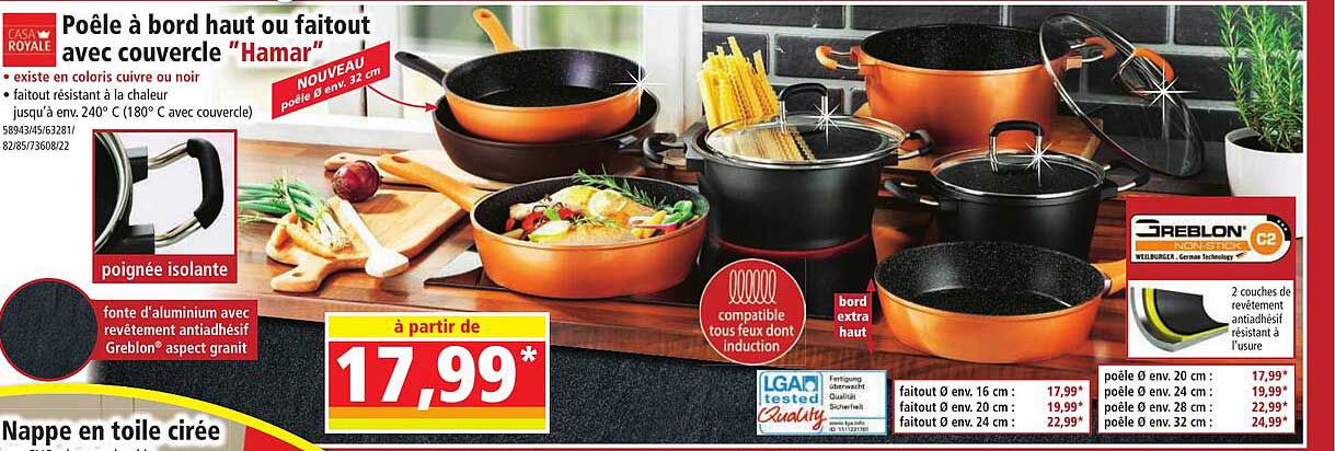 poêle à bord haut ou faitout avec couvercle "hamar" casa royale