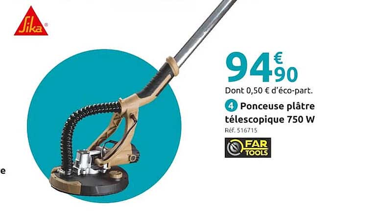 ponceuse plâtre télescopique 750 w far tools