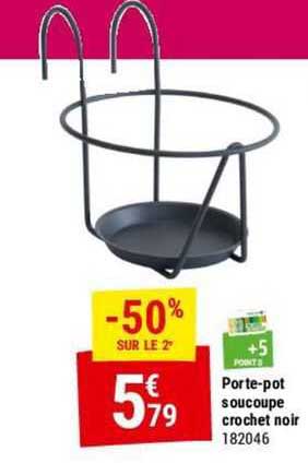 porte-pot soucoupe crochet noir