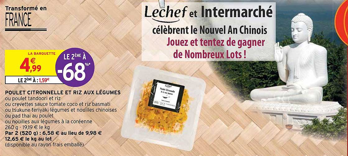 poulet citronnelle et riz aux légumes ou poulet tandoori et riz ou crevettes sauce tomate coco et riz basmati ou tsukune teriyaki légumes et nouilles chinoises ou pad thai au poulet