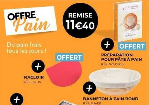 préparation pour pâte à pain, racloir ou banneton à pain rond