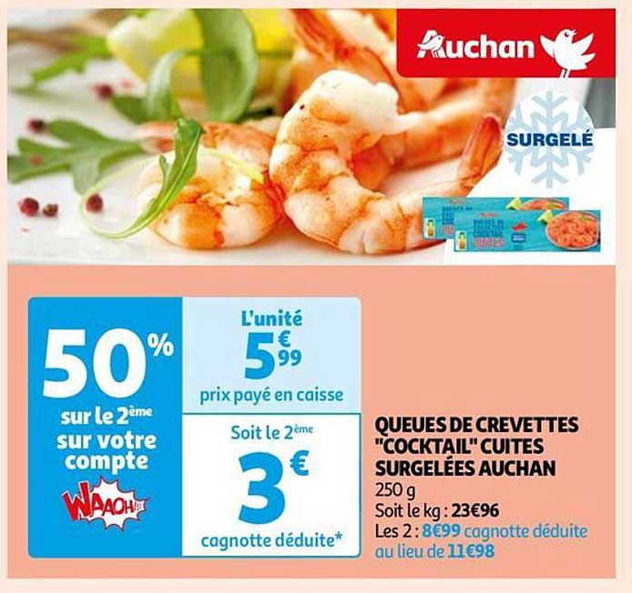 Queues De Crevettes "cocktail" Cuites Surgelées Auchan