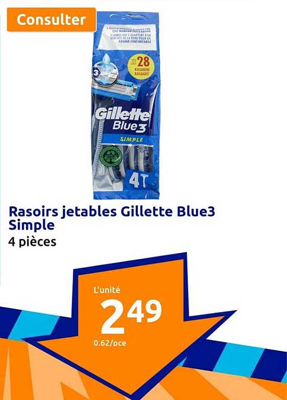 rasoirs jetables gillette blue3 simple