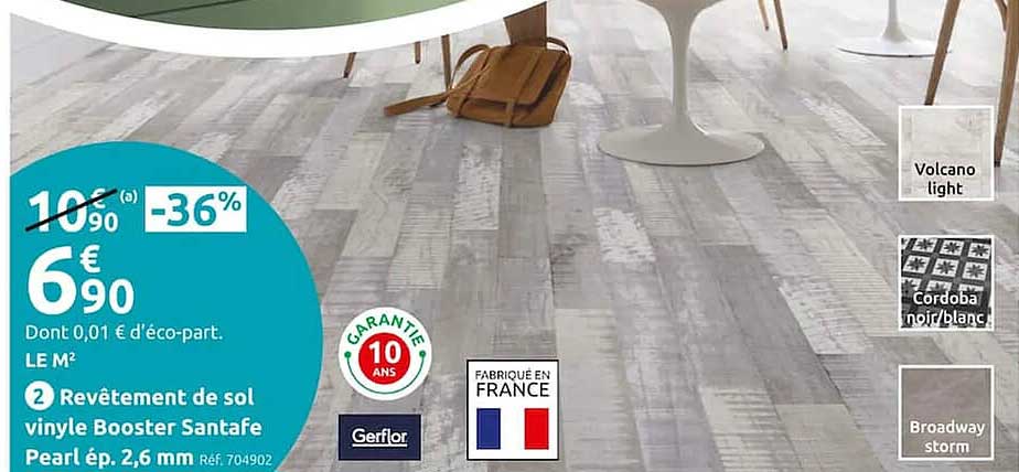revêtement de sol vinyle booster santafe pearl ép. 2,6 mm gerflor