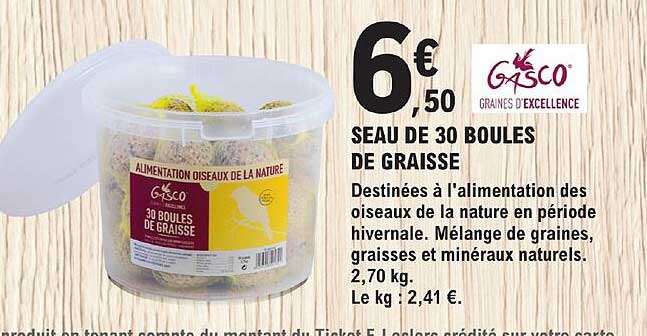 seau de 30 boules de graisse gasco