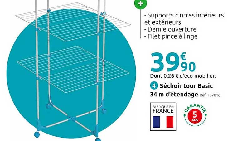 séchoir tour basic 34 m d'étendage