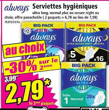 serviettes hygiéniques always