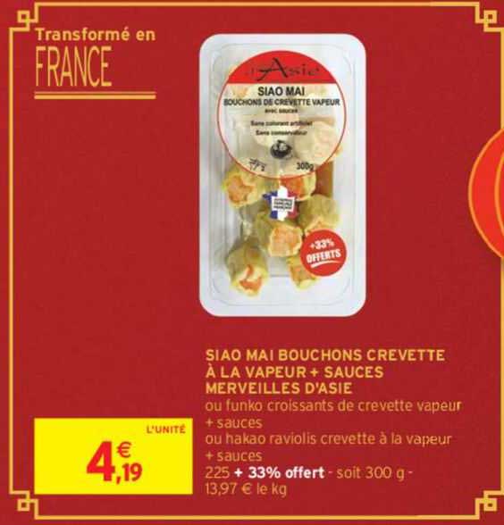 siao mai bouchons crevette à la vapeur + sauces merveilles d'asie