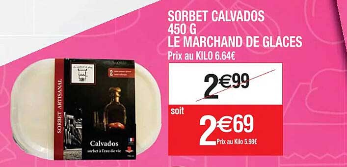 sorbet calvados 450 g le marchand de glaces