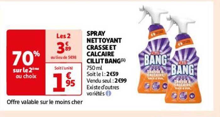 spray nettoyant crasse et calcaire cillit bang