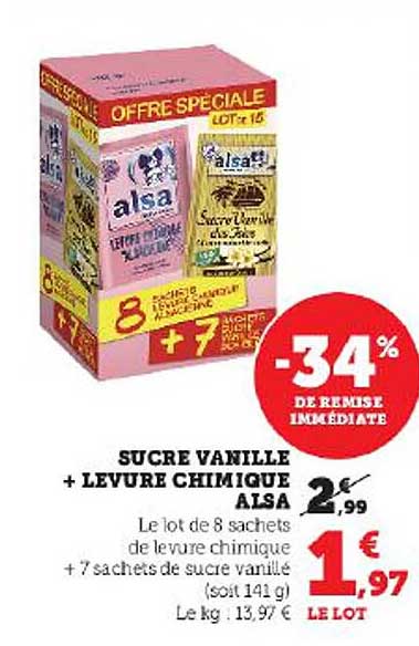 sucre vanillé + levure chimique alsa