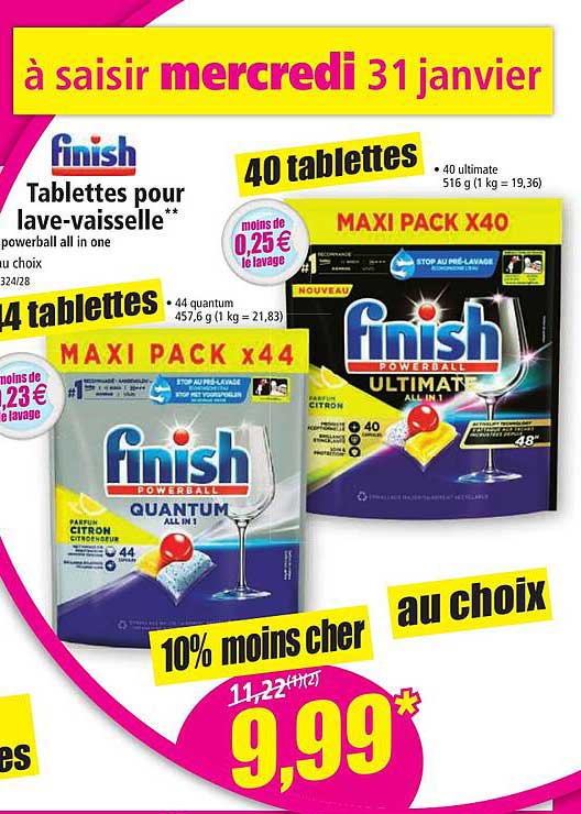tablettes pour lave-vaisselle finish