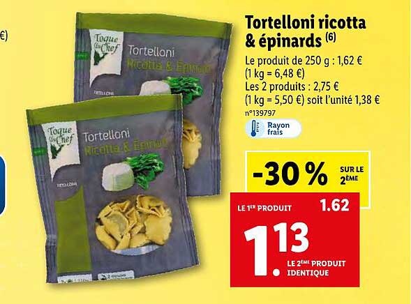 Tortelloni Ricotta & épinards