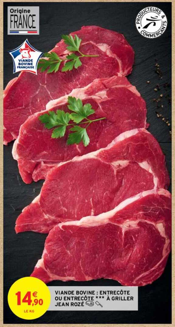 viande bovine : entrecôte ou entrecôte *** à griller jean rozé