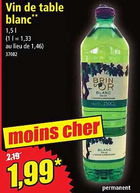 vin de table blanc brin d'or