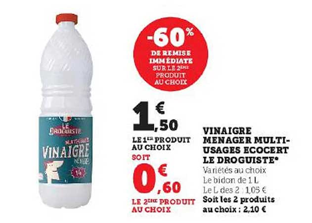 vinaigre ménager multi-usages écocert le droguiste