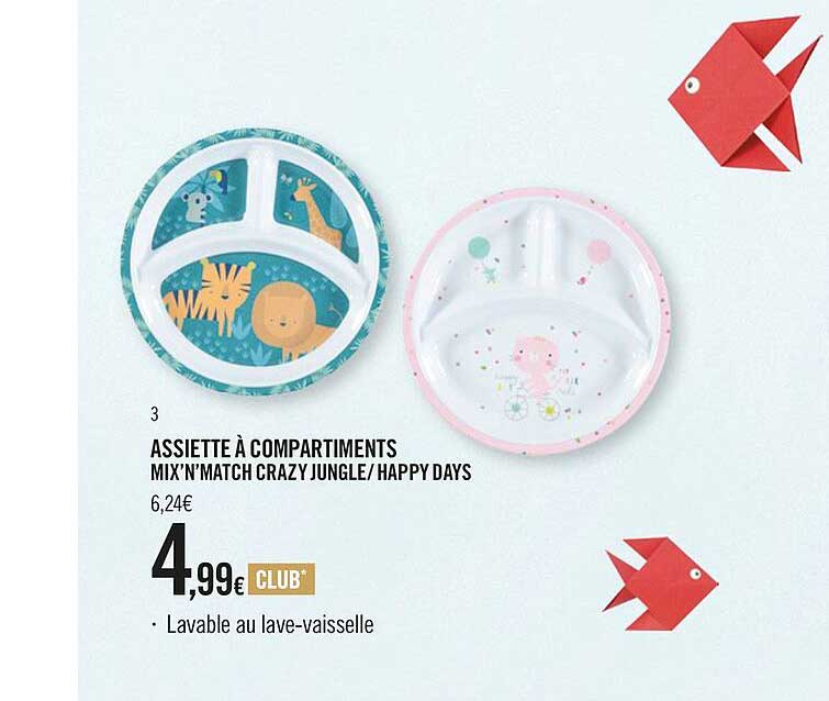 assiette à compartiments mix'n'match crazy jungle - happy days