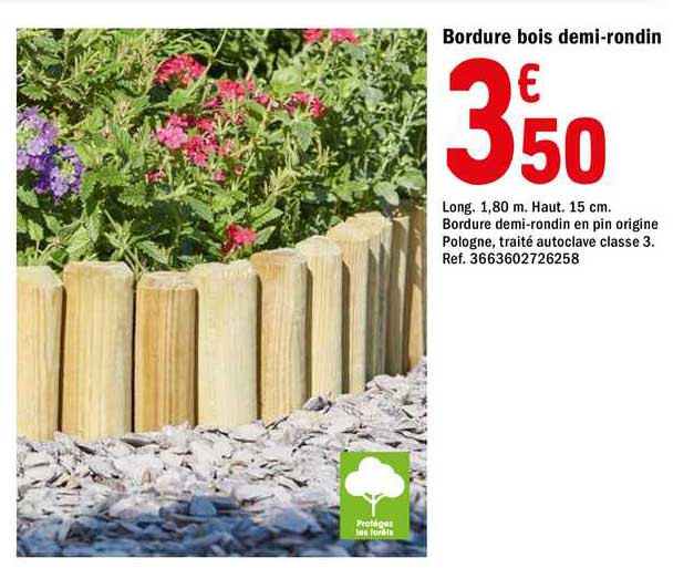 Bordure Bois Demi-rondin