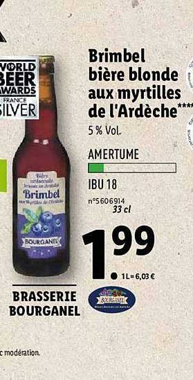brimbel bière blonde aux myrtilles de l'ardèche