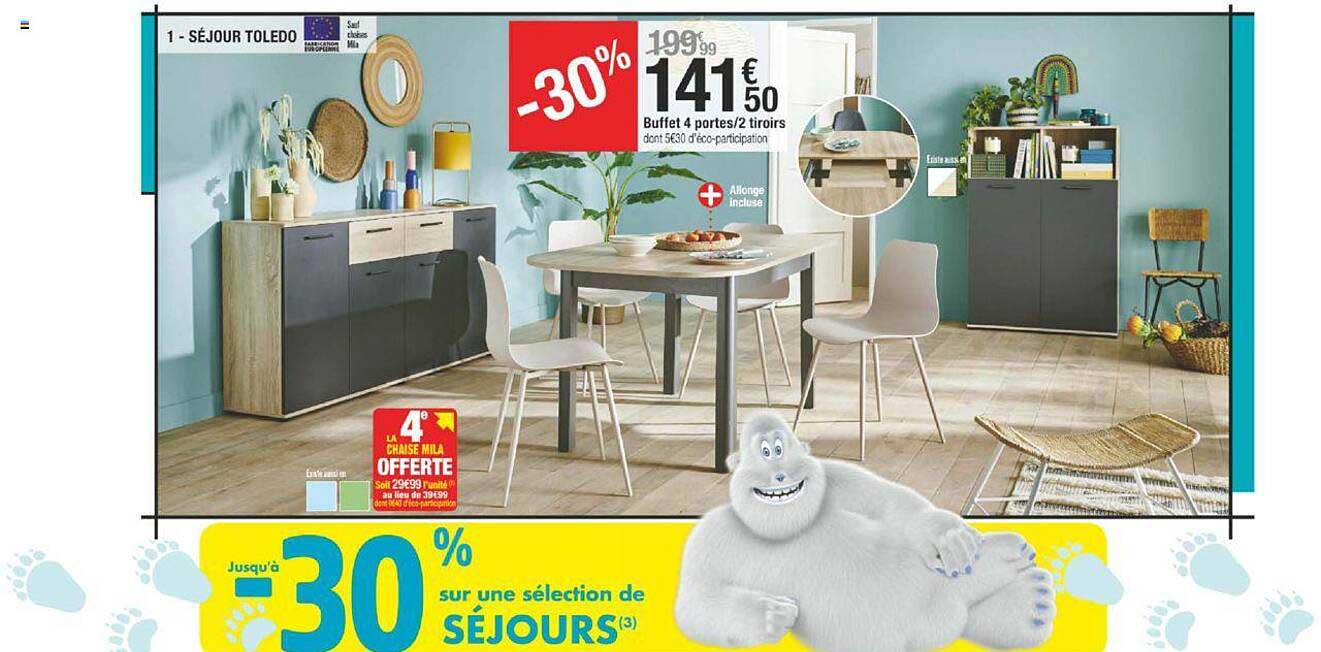 Buffet 4 Portes 2 Tiroirs