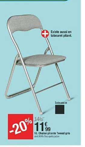 chaise pliante tweed gris