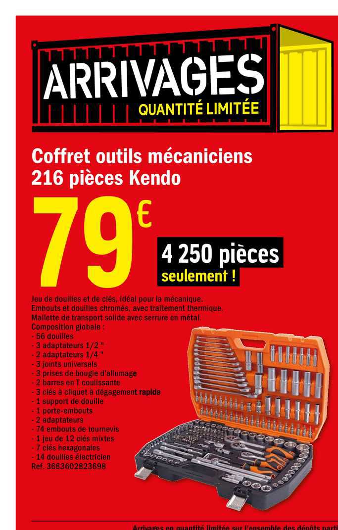Coffret Outils Mécaniciens 216 Pièce Kendo