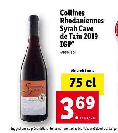collines rhodaniennes syrah cave de tain 2019 igp