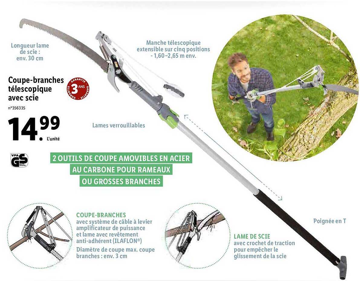 coupe-branches télescopique avec scie