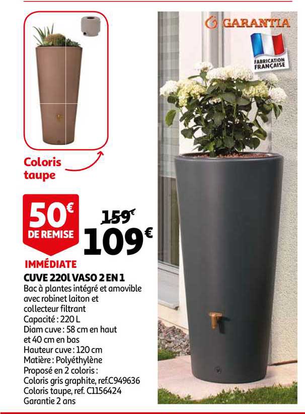 Cuve 220l Vaso 2 En 1 Garantia