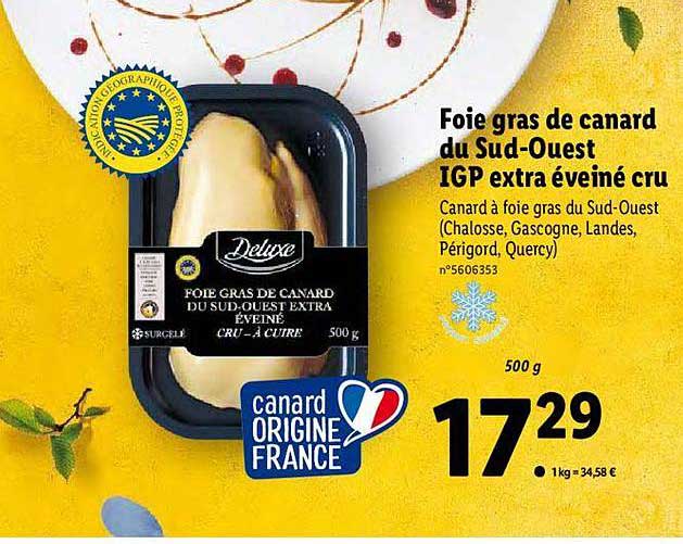 foie gras de canard du sud-ouest igp extra éveiné cru deluxe