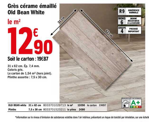 Grès Cérame élmaillé Old Bean White